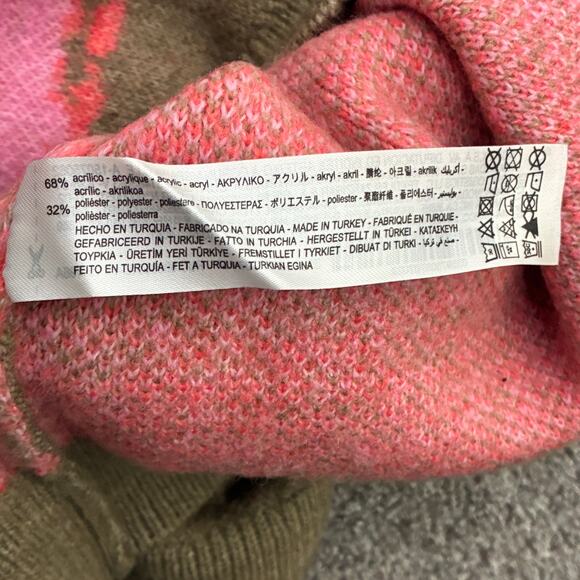 Zara Striped Knit Oversized Sweater Womens M Brown Pink Cozy Indie Retro Y2K - Picture 7 of 7